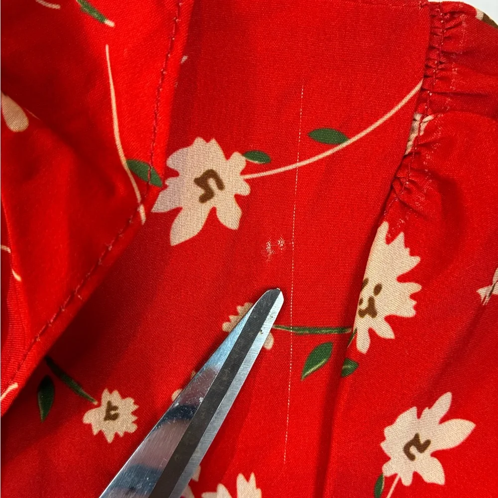 ZARA Red Floral Mini Dress Medium NWT Join Life V-neck Flutter Sleeve - Picture 6 of 8